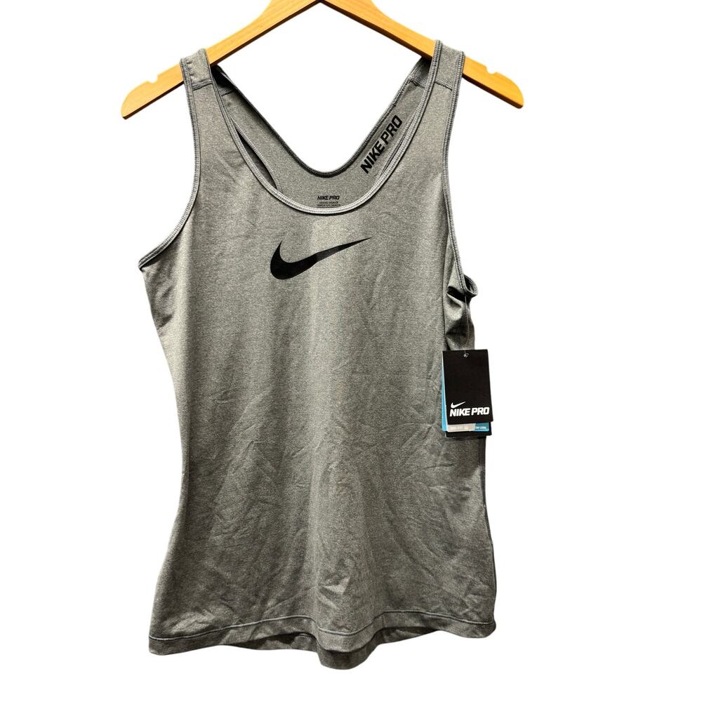 Nike‎ Pro Tank Top Womens Large Gray Dri Fit Competition Base Layer NEW